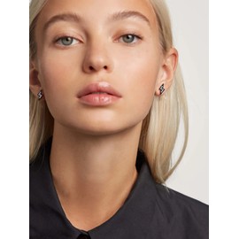 FOCALOOK Stud Earrings 925 Silver Women's Earrings Men's Geometric Earrings Silver Earrings Piercing Ear Earrings Accessory Ear Jewellery, Sterling silver