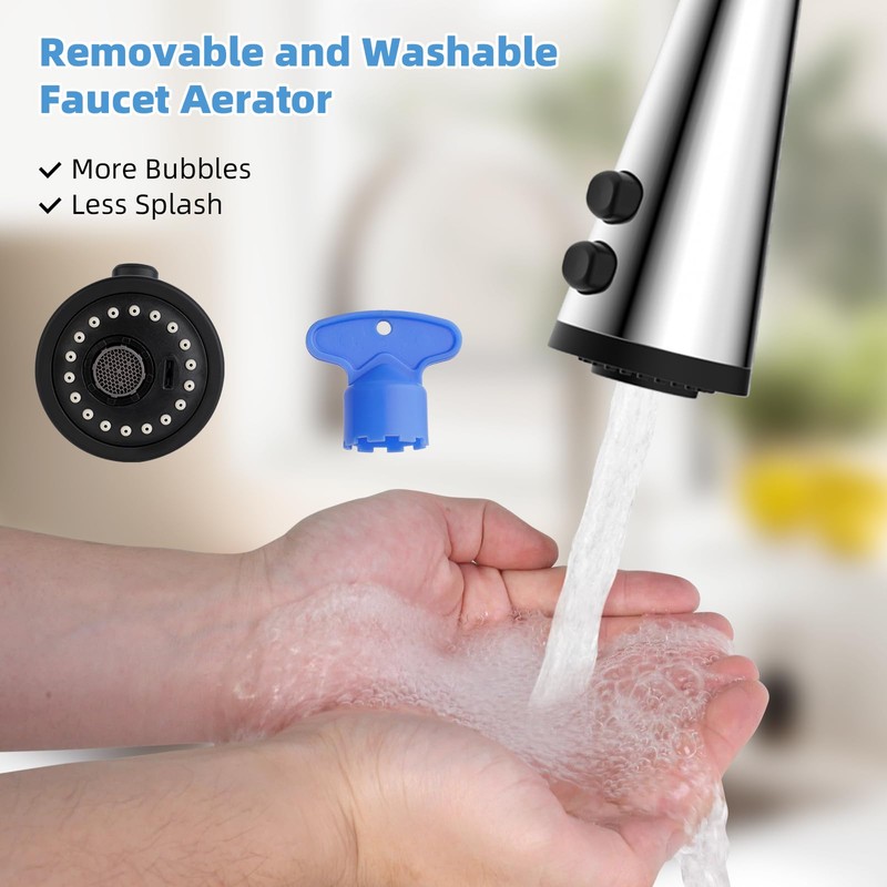 Hibbent Pull Down Kitchen Faucet Head Replacement, 4-Function Kitchen Sink