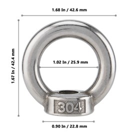 NAMYEUT Pack of 10 Ring Nuts Stainless Steel M10, Eye Nut M10 Stainless Steel Threaded Eyelet Nuts Ring Nuts Eye Nuts Hardware Ring Eyelets for Screwing, Hanging, Lifting Accessories