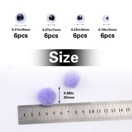 150 Pieces Light Purple Pom Poms, 1 Inch Pom Poms with Self-Adhesive Wiggly Eyes for Crafts, Small Pompom Puff Balls for DIY Art Creative Crafts Decorations