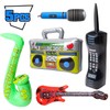WATINC 5Pcs Inflatable Rock Star Toy Set, Inflatable Boom Box Mobile Phone Guitar Party Props for 80's 90's Party Decorations, Rock and Roll Party Favors Supplies, Christmas Birthday Party Gifts