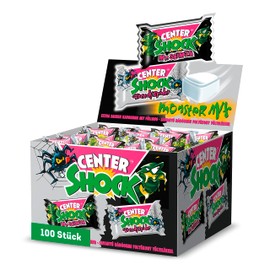 Center Shock Monster Mix, Box mit 100 Kaugummis, extra-sauer mit Cola- & Blutorangen-Geschmack, perfekt für Geburtstag, Pinata & Candy-Bar, 400g