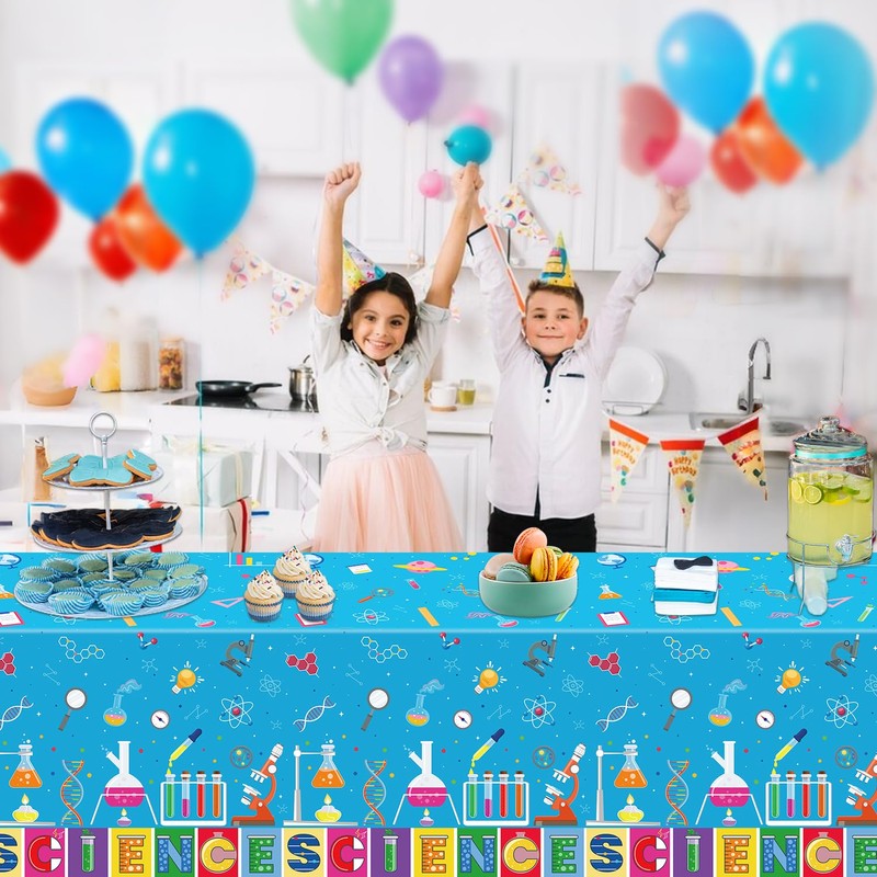 Inspireyee 4 Pieces Science Party Tablecloth Decorations Crazy Scientist Theme
