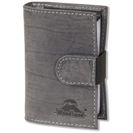 Woodland XXL credit card holder with space for a total of 18 credit cards made from soft, natural buffalo leather, charcoal, Credit card sleeve