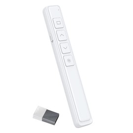Neoreser Wireless Presenter, 2.4 GHz Wireless USB PPT Presenter Remote Control Presentation Remote Control, 50 m Remote Control Distance, Supports Hyperlink and USB Charging (White)