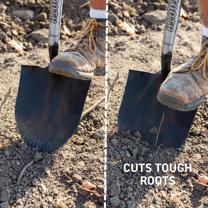 Gemplers Sawtooth Roundpoint Shovel with D-Grip, Fiberglass Handle, Durable Digging
