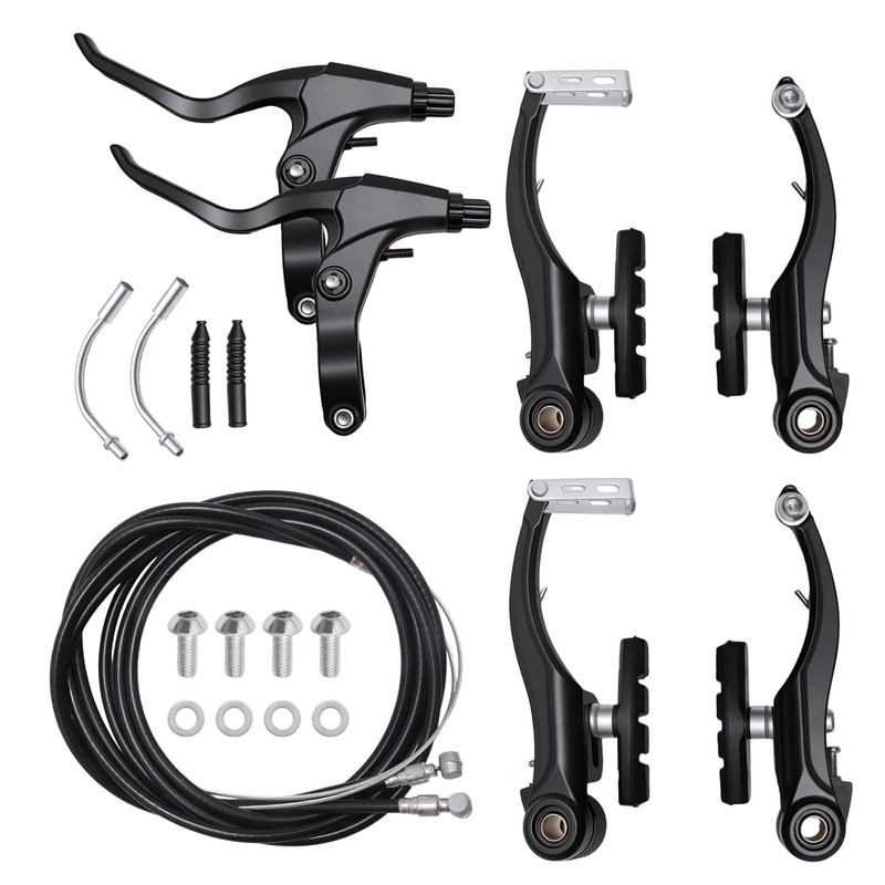 AXGSRV Complete Bike Brake Set Includes Callipers Levers Cables Black,