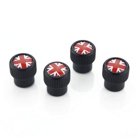Heinmo For Cooper F/R series Car Tire Wheel Stem Air Valve Cap Dust Cover-tire valve stem caps Union Jack 4 Pcs (BK-Red rice)