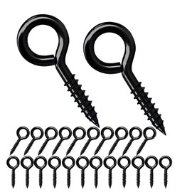Qrity Pack of 10 Eyelet Screws 50 mm, Screw Ring, Small Screw Hole, Ring Screws, Q Type Screw Hooks, Eye Screws, Black