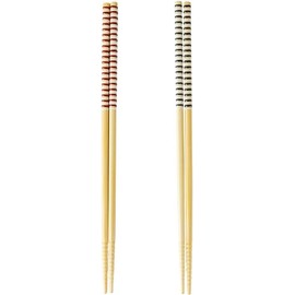 Asahi Koyo 2 Pairs Set Cooking Serving Long Chopsticks Dishwasher Safe 10.6 Inches Red and Black Made in Japan