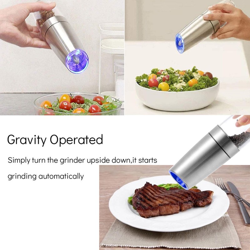 Electric Pepper Grinder,Gravity Electric Salt And Pepper Mill Grinder,Stainless Steel