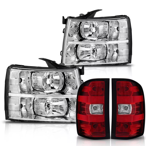 jmotorparts Front Headlights & Tail Lights Assembly For 2007-2013 Chevy
