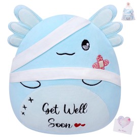 LeYoHa Get Well Soon Axolotl Plush - Soft Salamander Plush Get Well Gift Cute Axolotl Stuffed Animal, Ideal Get Well Present for a Speedy Recovery Kids, 8 Inch