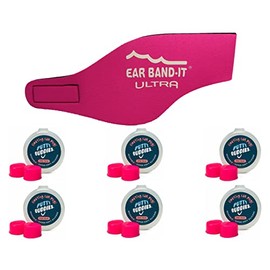 EAR BAND-IT Ultra Swimming Headband with Putty Buddies earplugs - 6 Pair Soft Silicone Premium Ear Plugs - The Best Swim Headband and Earplugs - Doctor Recommended