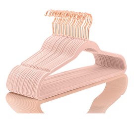 MIZGI Premium Velvet Hangers (30 Pack) Heavy Duty - Non Slip Felt Hangers - Blush Pink - Rose Gold 360 Degree Swivel Hooks,Space Saving Clothes Hangers,Durable Strong Hangers for Suits,Coats,Dress