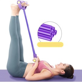 Bandas de Resistencia para Pedales, Cuerda de tensión multifunción de 8 Tubos, Equipo de Ejercicio para Abdominales con Pedales y Asas