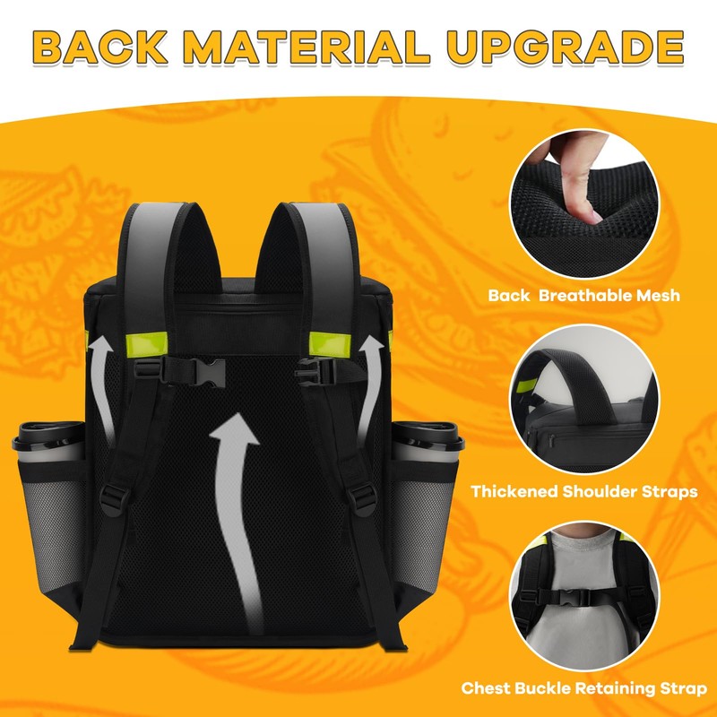 Ytonet Food Delivery Backpack with 7 Cup Holders, Extra Large