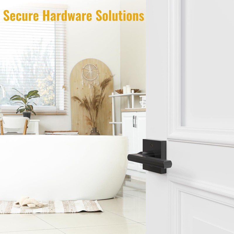 HOSOM Black Door Handle Interior, Privacy Door Levers for Bedroom