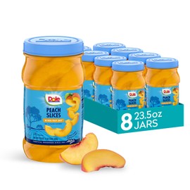 Dole Jarred Peaches Sliced Yellow Cling in 100% Fruit Juice, 23.5 Ounce Jar (Pack of 8)