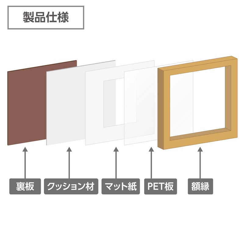 Hakuba Carre FSQCR-WT2L1 Square Wooden Photo Frame, 2L Size, 1-Sided,