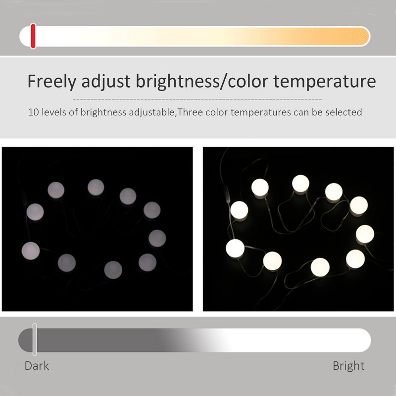 LED Mirror Lights Kit Stick on 3 Color Temperature Makeup