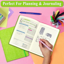 Green Glitter Lined Notebook A5, 160 Page 8.3x5.7” Glitter Never Peel Off Sparkle Journal for Girls Glitter Sparkly Hardcover Notebook Journal for Women Writing Teen Girl Gifts for School Home Work