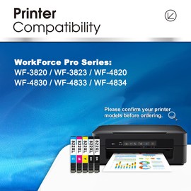 822XL Ink Cartridges Combo Pack Remanufactured for Epson 822XL Ink Cartridges T822 for Epson Workforce Pro WF-3820 WF-3823 WF-4820 WF-4830 WF-4833 WF-4834 Printer (2Black Cyan Magenta Yellow 5PK)