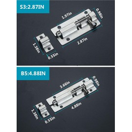 Door Security Slide Latch Lock Silver, 5 inches Barrel Gate Latch Bolt Set with Solid Heavy Duty Steel to Keep You Safe and Private.with Screws(2PCS)