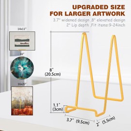 Plate Holder Easel Display Stand - 8 inch Metal Plate Stands for Display - Tabletop Picture Stand - Gold Iron Easels for Display Pictures | Photo Frames | Book | Decorative Plates | Plaque - 3 Pack