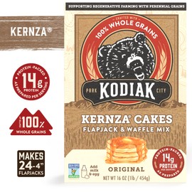 Kodiak Kernza Power Cakes, Pancake & Waffle Mix, Original, High Protein,100% Whole Grains (Pack of 6)