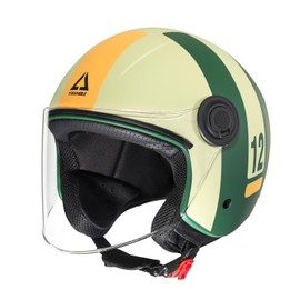 TRIANGLE Open Face Motorcycle Helmet Retro 3/4 Helmets with Clear Visor for Men Women DOT Approved