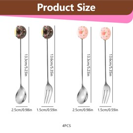 MIRKUZI Coffee Spoon & Mocha Spoon 4 Piece Spoon Set, Cute Coffee Spoon, Donut Shaped Spoon, Stainless Steel Durable Dessert Spoon, Tea Milkshake Cold Drink Coffee Spoon