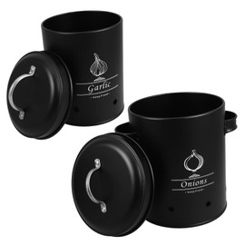 Mikinona Kitchen Canisters Sets 2pcs Potato Container Onion Garlic Potato Jars Vegetable Fresh Keeper Vintage Tins