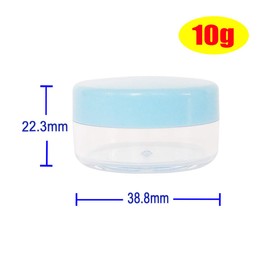 Wopanxye 12pack 10ml Makeup Sample Jars, BPA Free, Small Empty Cosmetic Container, Plastic Round Pot Blue Screw-up Cap Lid, 10g Jar for Lip Gloss Scrubs Salves Ointments Facial Creams Bath Lotions
