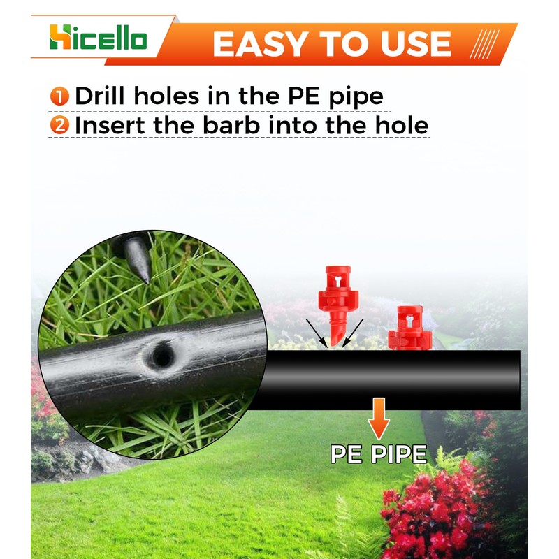 Hicello 250PCS 360 Degree Misting Nozzle Irrigation, Sprinklers Sprayer for