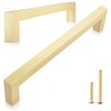 QOGRISUN 5-Pack Solid Brass Cabinet Pulls, Gold Square Drawer Handles,