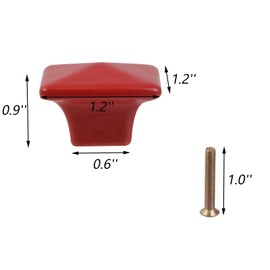 UTALIND 10PCS Cabinet Knobs Square Dresser Knobs, Ceramic Decorative Cabinet Pulls Knob for Cupboard, Locker, Red