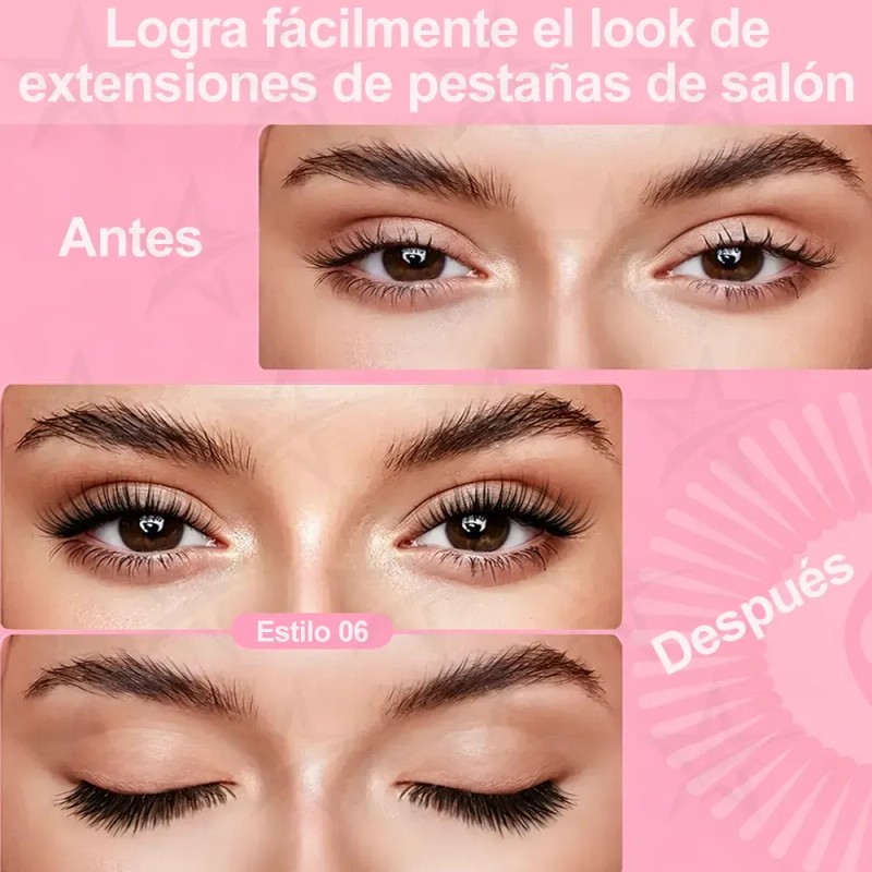 2 Pares Pestañas Magnéticas Natural Reutilizables +aplicador