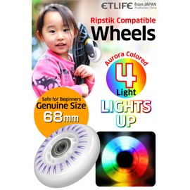 ETLIFE Ripstik - Ruedas de repuesto de 68 mm [4 luces LED] 90 A con rodamientos ABEC de 7 velocidades (paquete de 2)