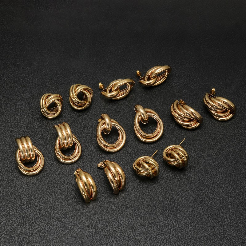Wrlcorly 8 Pairs Gold Knot Earrings for Women Geometric Twisted