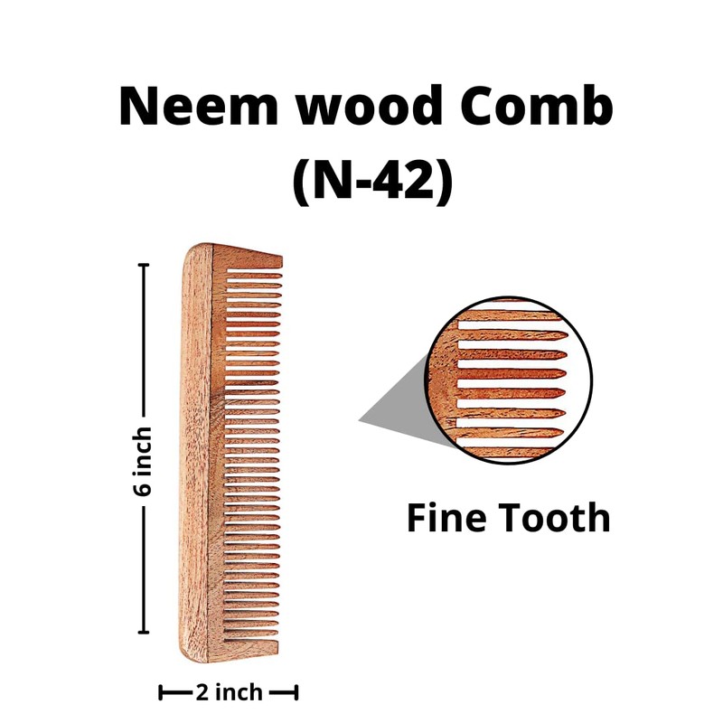 SVATV Handmade NEEM WOOD Detangling Comb for Thick, Curly and
