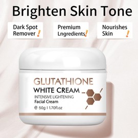 Glutathione Whitening Gesichtscreme,Whitening Freckle Creme,Hautpflege Feuchtigkeitscreme,Anti-Falten Gesichtscreme für Damen,Dunkle Flecken Entferner für Gesicht Leichte Gesichtspflege Creme,50G