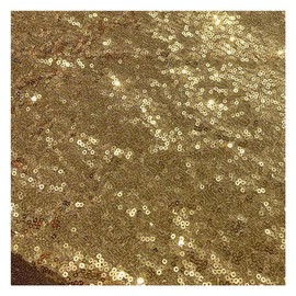 Rockreyoa 135 cm Wide Sequin Fabric, Glittering Upholstery Fabric with Sequins, Sold by the Metre, Glitter Material, Quilting Fabric for Dressmaking, Wedding, Party, Evening Wear, Decoration, Gold, 3