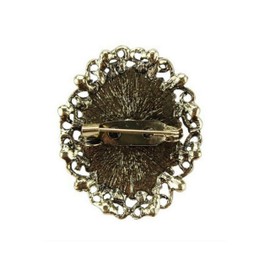 Vintage Style Bronze Steel Cameo Brooch, 4 cm, Acrylic