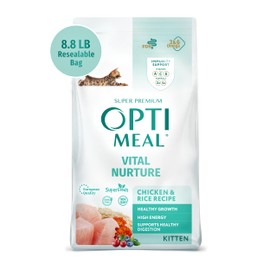 OPtimeal Vital Nurture Kitten Food - Proudly Ukrainian - Kitten Food Dry Recipe for Healthy Digestion, Tasty Cat Food with Immunity Support for Kittens (8.8lbs, Chicken & Rice)