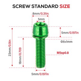 CNCLOL Bicycle Stem Screws, M5 x 18 mm Bicycle Shaft Screws, M5 Screws Hexagonal Stem Bolts for MTB, Road Bike, Touring Bike (Orange/Red/Blue/Green/Gold/Rainbow)