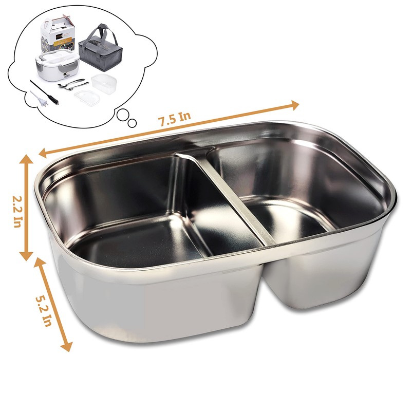FORABEST 1.5L Upgraded Stainless Steel 2 Compartment Replacement Tray, for