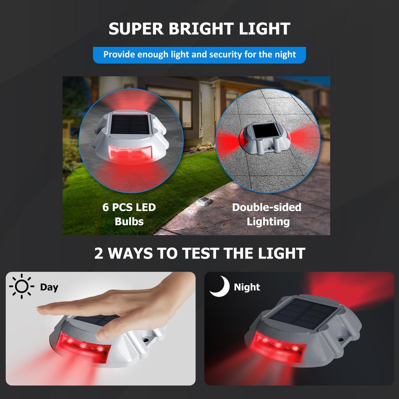 JIGUOOR Solar Deck Lights LED Driveway Lights Solar Powered Dock