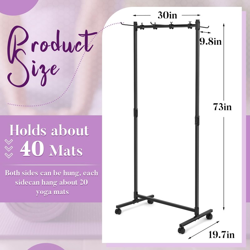 DaisyInner Hanging Yoga Mat Rolling Cart on Wheels Large Capacity