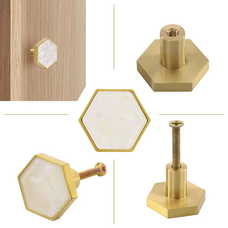 GDICONIC 27mm Gold Brass Cabinet Door Drawer Knobs Home Kitchen